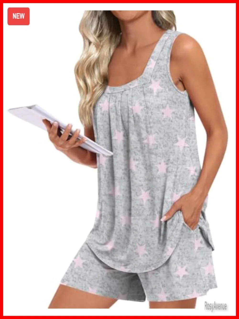 Sleeveless Pajama Set with Pockets Soft Rayon Spandex Lounge Set